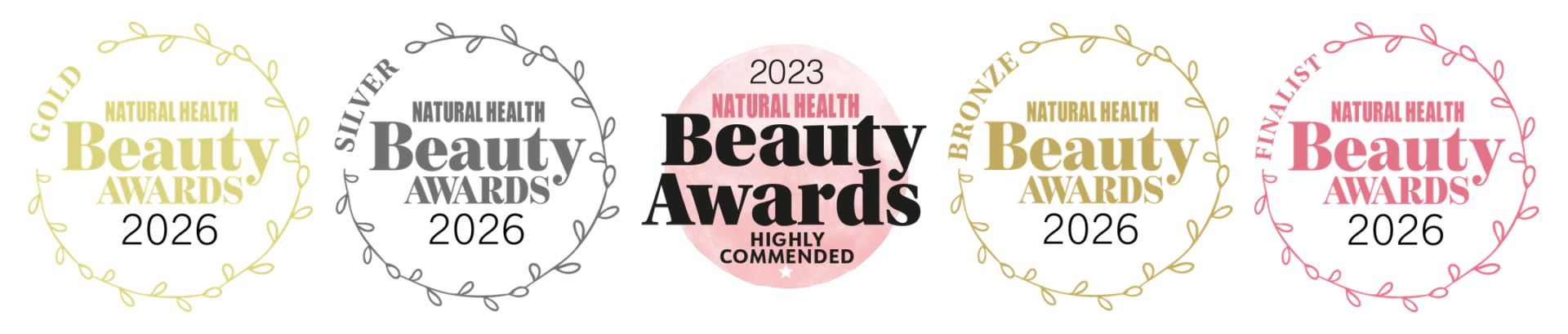 LE PURE Logos de los premios Natural Health Beauty: 2026, 2023