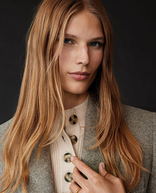 Model Adela Stenberg's skin prepared with LE PURE organic skincare and foundation in an advertising campaign – MUA Paca Navarro