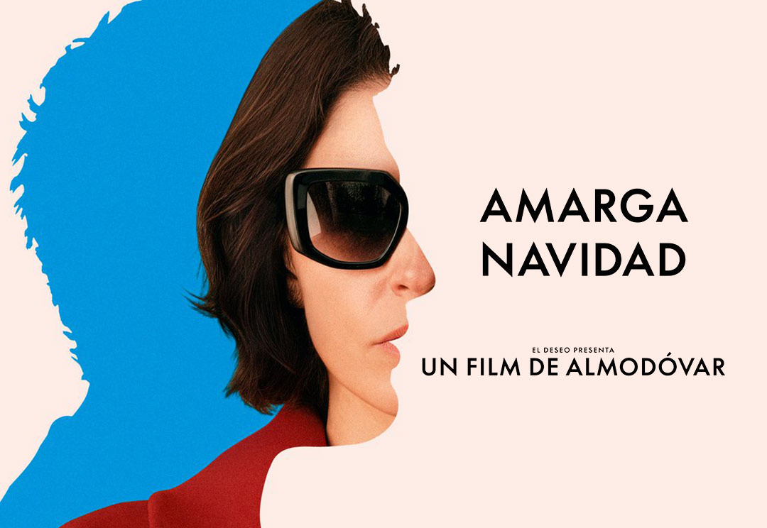Amarga Navidad — official poster of Pedro Almodóvar's 2026 film featuring the iconic visual design of the production