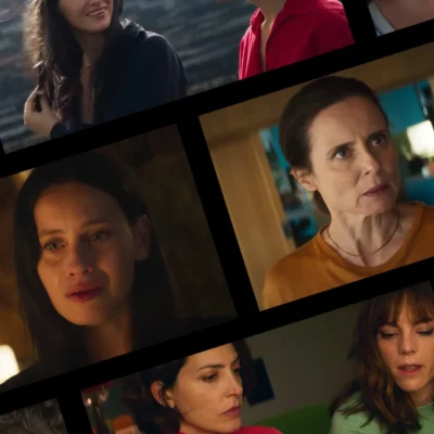 LE PURE organic makeup applied to the cast of Almodóvar's Amarga Navidad — Aitana Sánchez-Gijón, Milena Smit, Bárbara Lennie and the ensemble on set