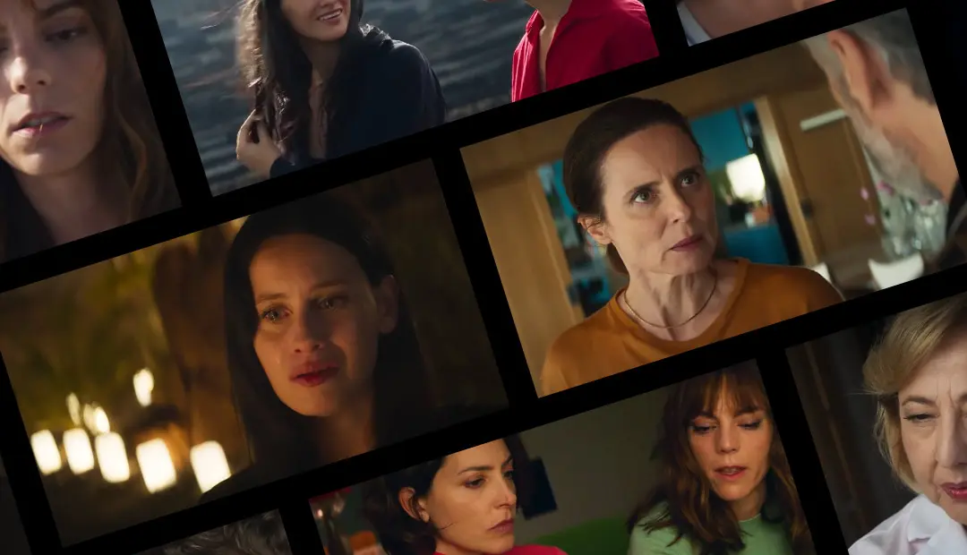 Le maquillage bio LE PURE sublime les actrices d’Amarga Navidad de Pedro Almodóvar — Aitana Sánchez-Gijón, Milena Smit, Bárbara Lennie, sur le tournage.