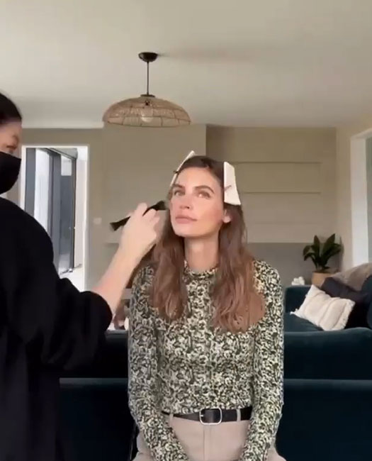 Swiss model Carmen Bründler's skin prepared with LE PURE organic skincare and foundation