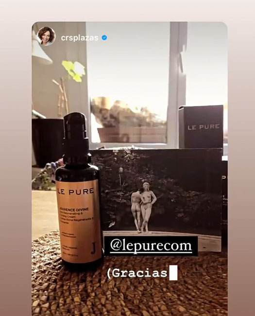 Actress Cristina Plazas's skin with LE PURE organic skincare and foundation