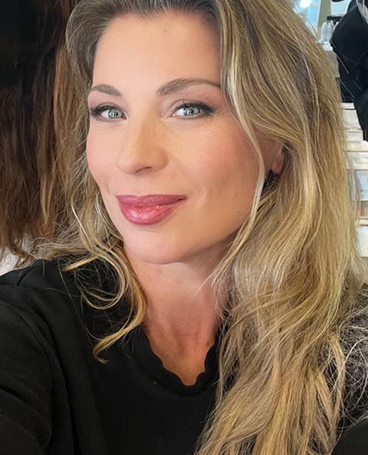 Actress Ludwika Paleta's skin prepared with LE PURE organic skincare and foundation for her Netflix series