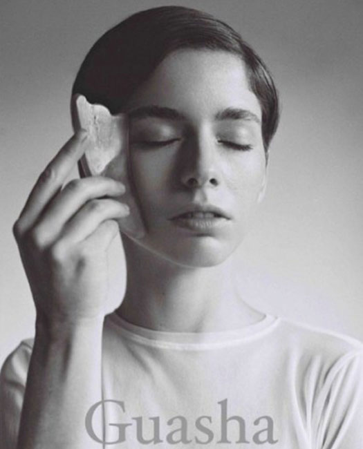 Chilean actress Mariana di Girolamo's skin prepared with LE PURE organic skincare and foundation