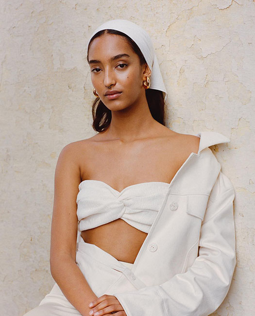 Danish model Mona Tougaard's skin prepared with LE PURE organic skincare and foundation in an advertising campaign – MUA Paca Navarro