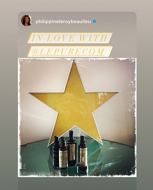 Philippine Leroy-Beaulieu from Emily in Paris with LE PURE organic skincare and foundation