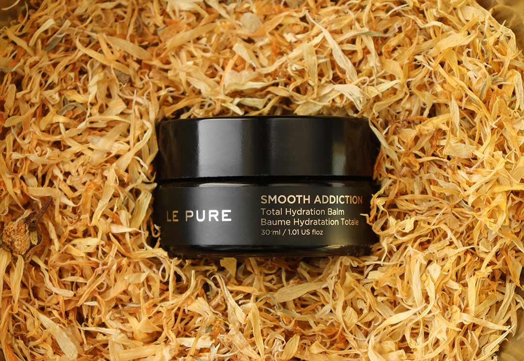LE PURE Smooth Addiction certified organic protective balm – with calendula and sea buckthorn to calm inflammation and shield reactive skin during allergy season