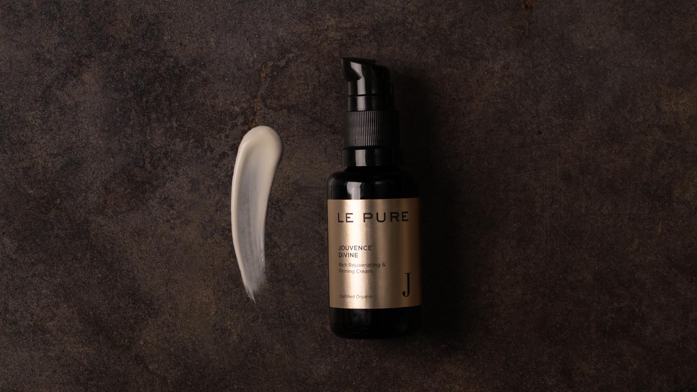 LE PURE Jouvence Divine Reichhaltige Regenerierende & Straffende Creme, 30 ml Flasche mit Cremespur