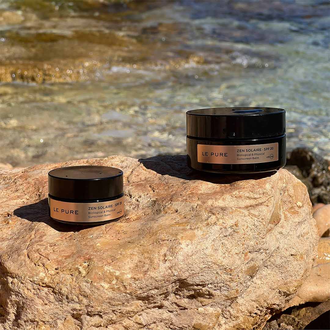 Natural Sunscreen Balm on Coastal Rocks – LE PURE Organic Skincare Shop
